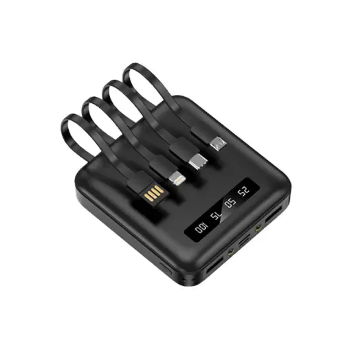 [BND877MSEBKSM] Batterie de secours avec 4 câbles - 10 000 mah noire